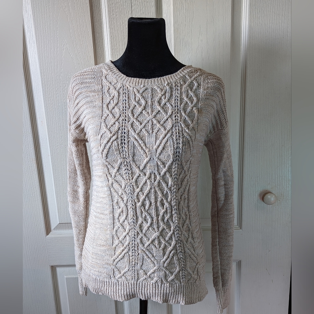 Mossimo Oatmeal Cable Knit Sweater, XSmall